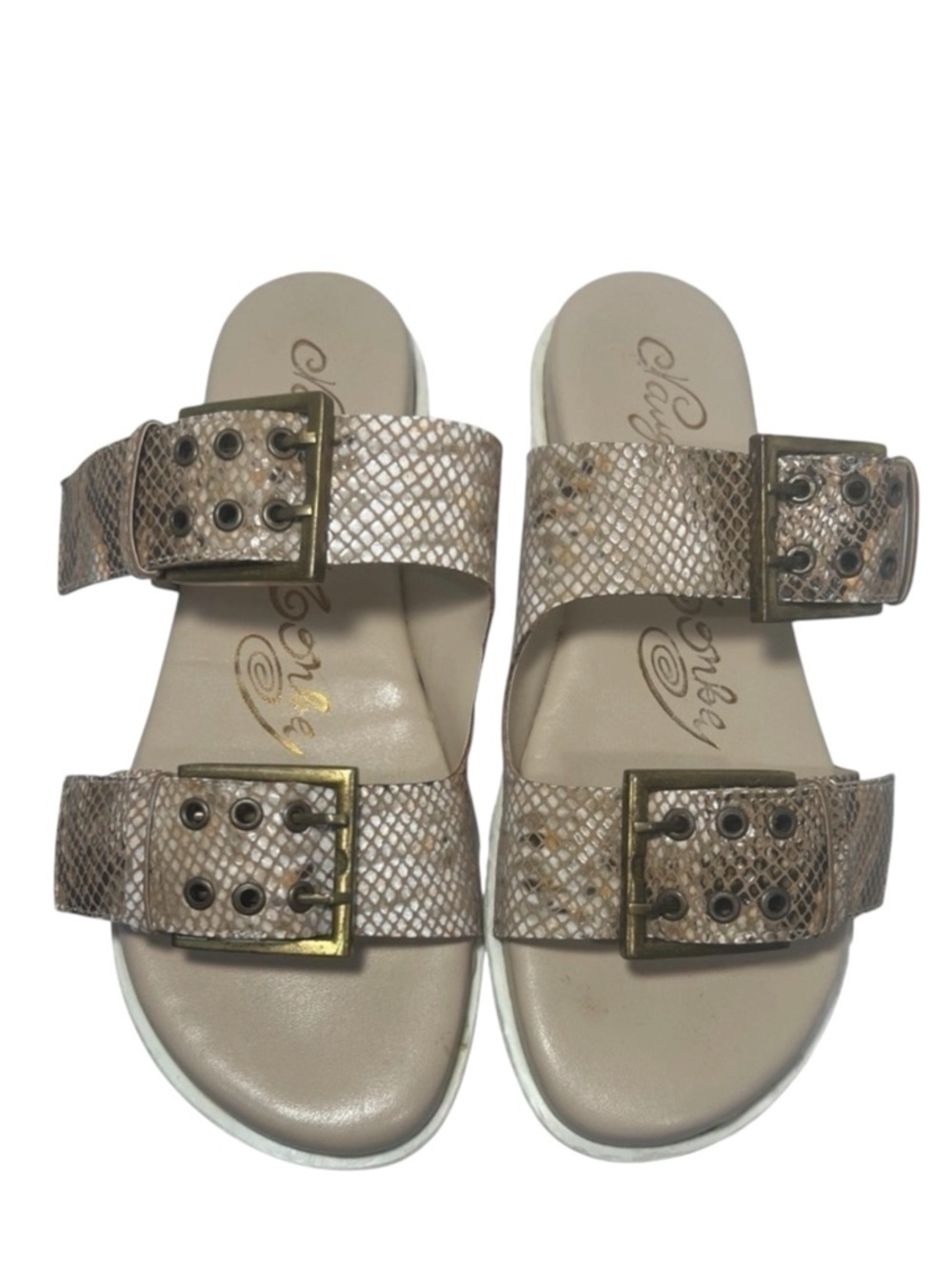 Naughty Monkey Reptile Print Hey Pony Brown TanSandals Womens size 8,5